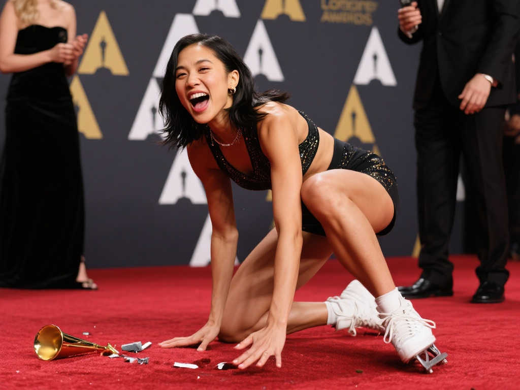 劳伦斯颁奖礼：谷爱凌出场意外被裙摆绊倒